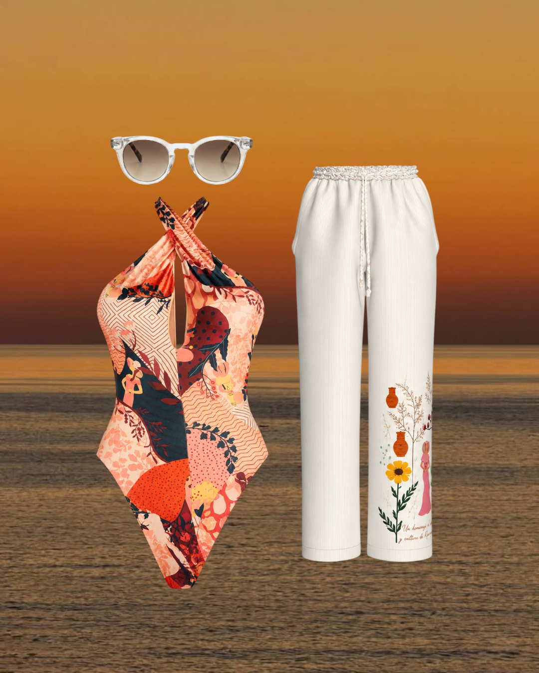 Sofía Pants Muñeca Print | By The Water